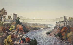 The Rail Road Suspension Bridge, Near Niagara Falls by American School